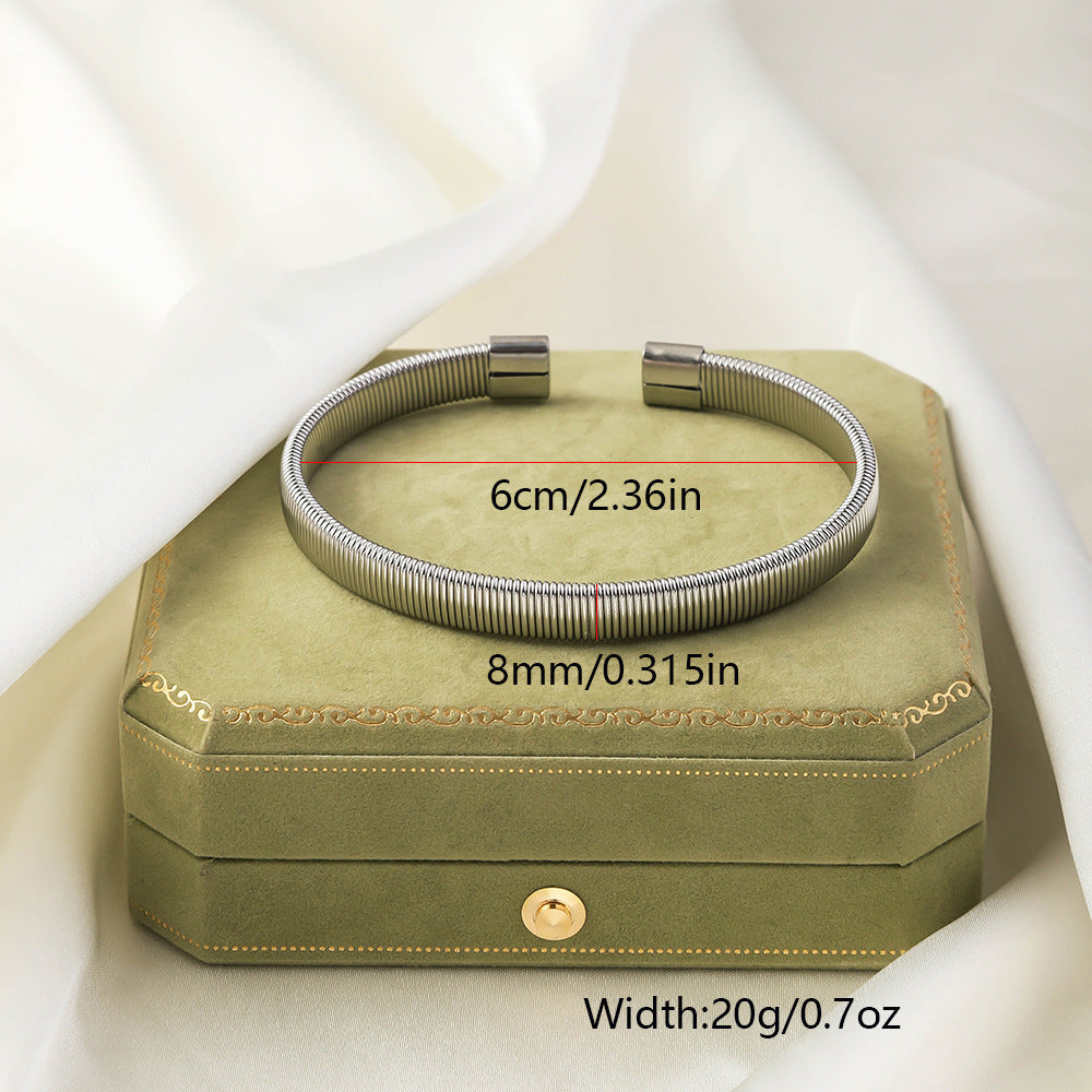 Wholesale Titanium Steel Elastic Irregular Open Bracelet